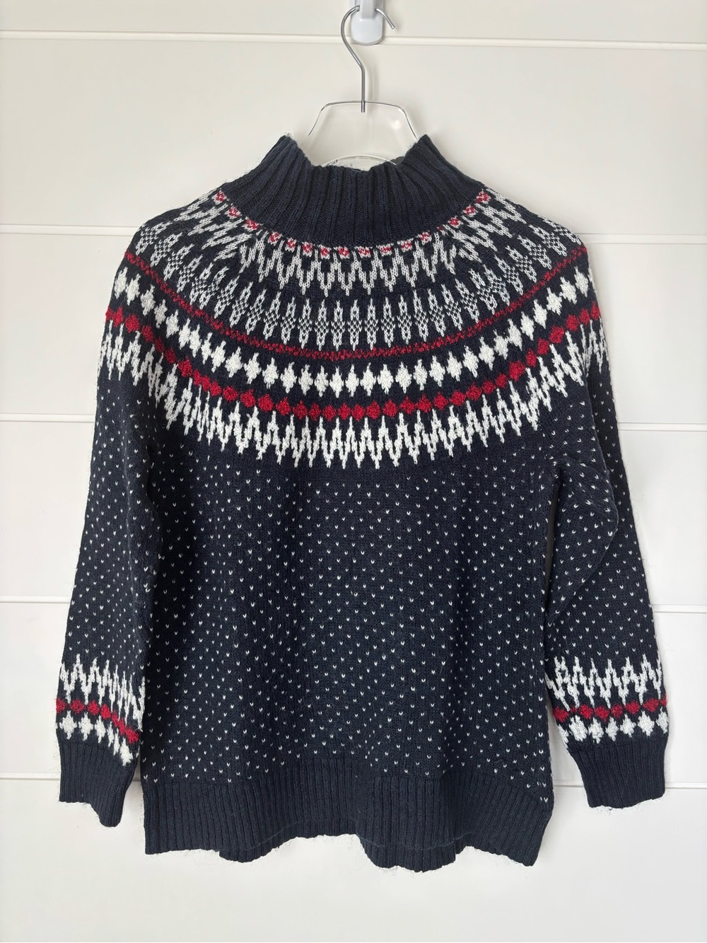 Eddie Bauer Navy Fair Isle Cowl Neck Sweater Navy Women's Size Medium
